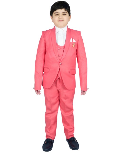 

SG YUVRAJ Boys Pink Solid 5-Piece Suit