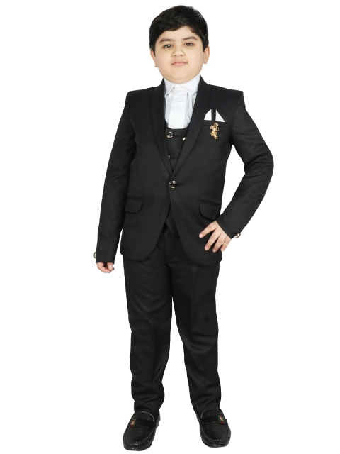 

SG YUVRAJ Boys Black Solid Suit