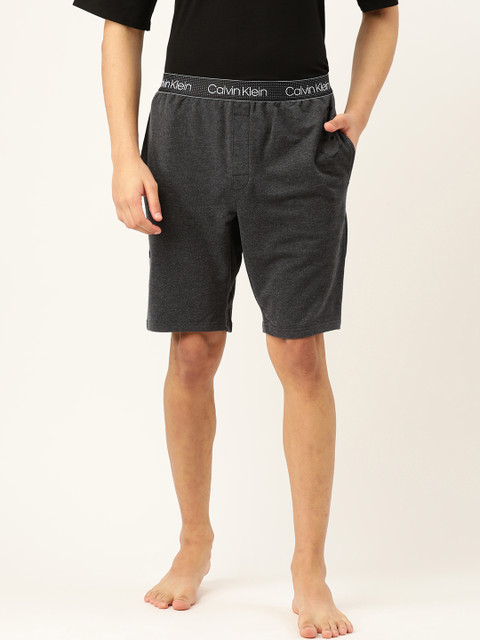 

Calvin Klein Underwear Men Grey Melange Solid Lounge Shorts