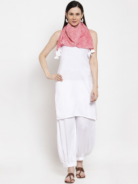 

DUGRI BE THE ONE Women White Solid Kurta with Salwar & Dupatta