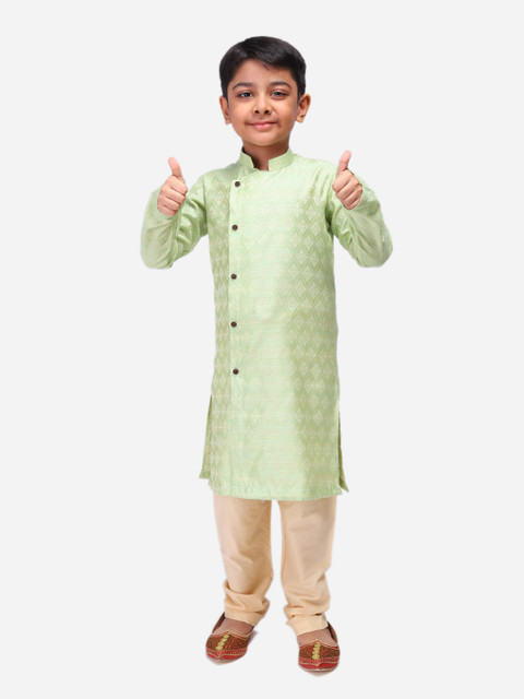 

NAMASKAR Boys Green Woven Design Straight Kurta