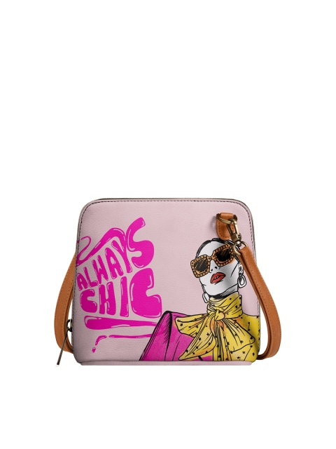

DailyObjects Pink & Yellow Printed Sling Bag