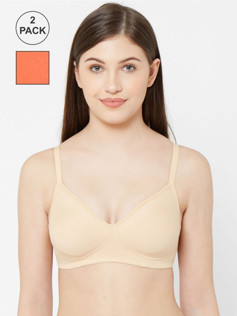 

Juliet Pack Of 2 Beige & Orange Solid Non-Wired Non Padded Everyday Bra SAKHI TOMATOSKIN