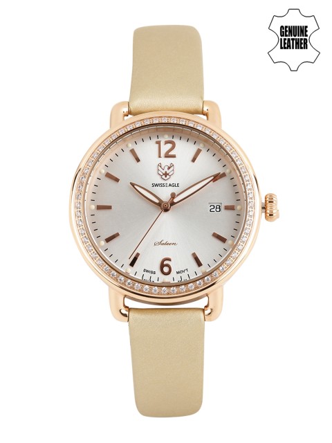 

Swiss Eagle Women Silver-Toned Dial Watch SE-9086LS-RG-04