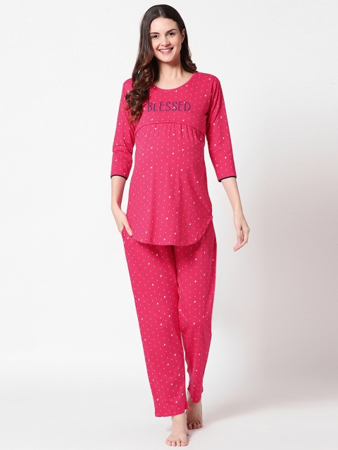 

Zeyo Women Pink Printed Night suit