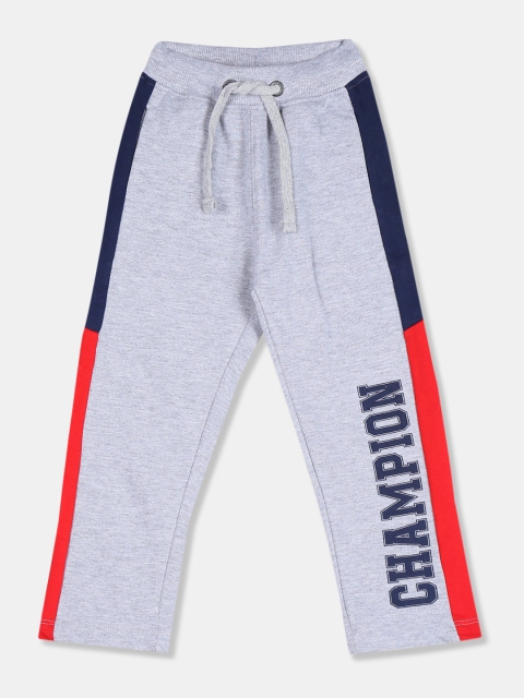 

Cherokee Boys Grey Melange & Navy Blue Printed Track Pants