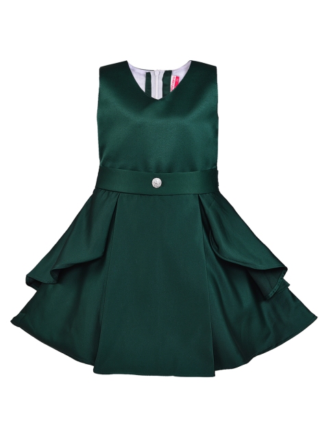 

Wish Karo Girls Green Solid Fit and Flare Dress