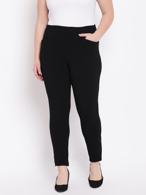 

The Pink Moon Women Black Straight Fit Solid Regular Trousers