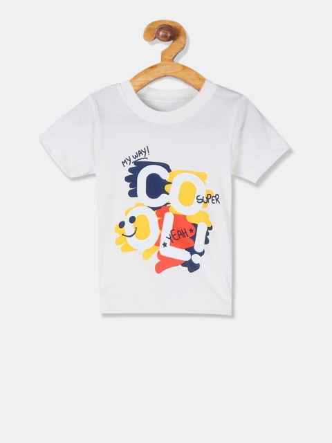 

Donuts Boys White Printed Round Neck Cotton T-shirt