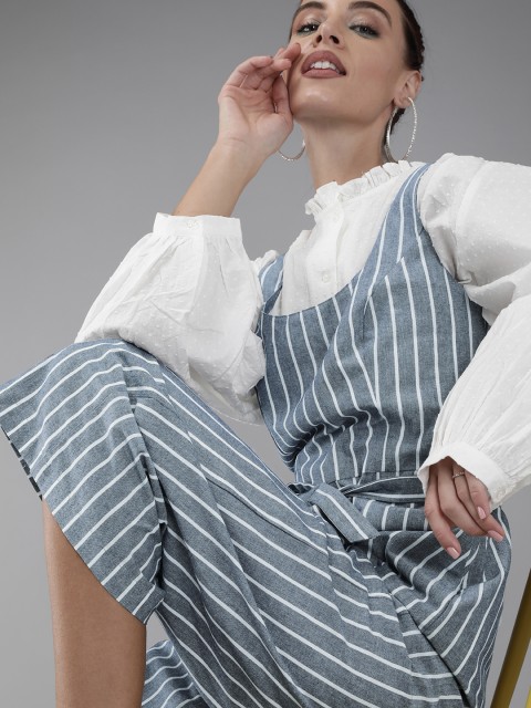 

Vero Moda Women Blue & white Striped Basic Jumpsuit