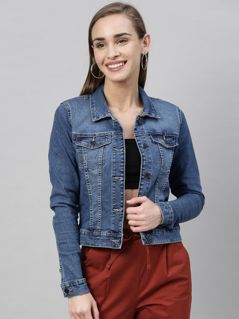 

Vero Moda Women Blue Solid Denim Jacket