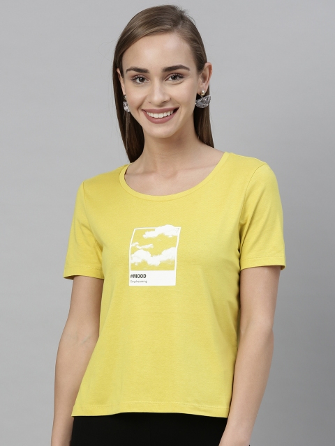 

Vero Moda Women Lime Green Printed Round Neck T-shirt