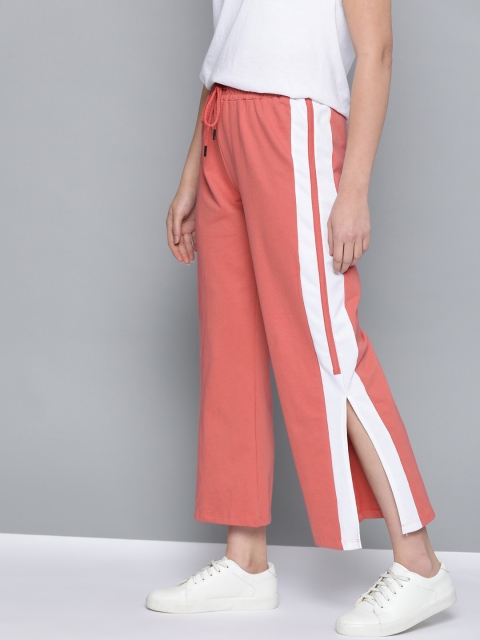 

Mast & Harbour Women Pink Solid Flared Solid Pure Cotton Parallel Trousers