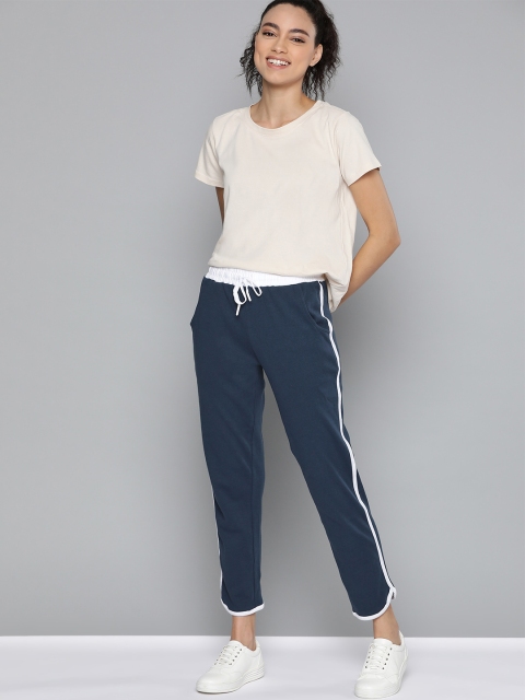 

Mast & Harbour Women Navy Blue Pure Cotton Solid Track Pants