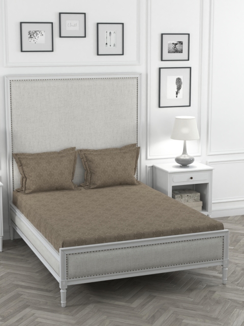 

Portico New York Brown Floral 400 TC King Bedsheet with 4 Pillow Covers
