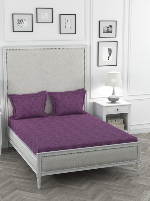 

Portico New York Purple 400 TC Sustainable Extra Large Bedsheet With 4 Pillow Covers