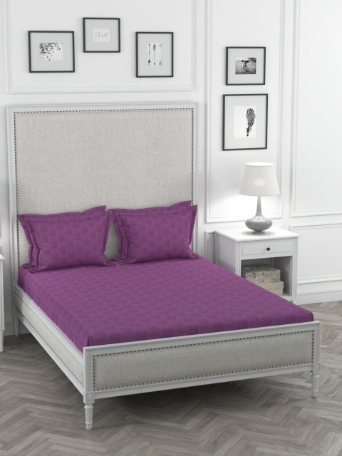 

Portico New York Purple Printed 400 TC Cotton 1 King Bedsheet with 4 Pillow Covers