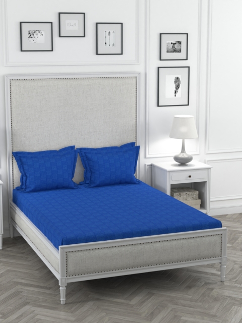 

Portico New York Blue Geometric 400 TC Cotton 1 King Bedsheet with 4 Pillow Covers