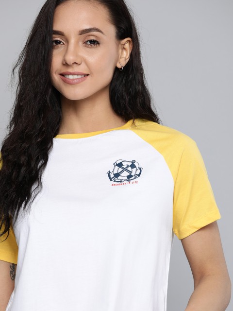 

Mast Harbour Women White Pure Cotton Solid Round Neck Pure Cotton T-shirt