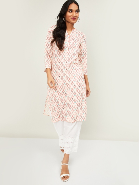 

Melange by Lifestyle Women Off-White & Red Printed Straight Kurta