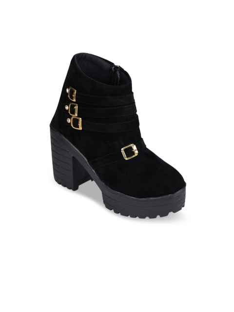

Funku Fashion Women Black Solid Suede Mid Top Heeled Boots