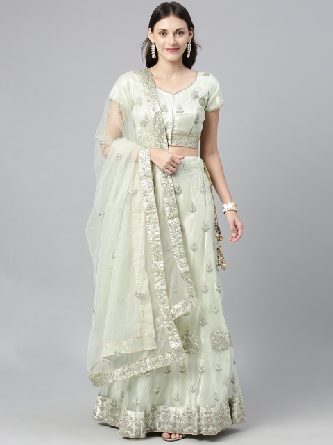 

The Chennai Silks Off-White Embroidered Lehenga & Made to Measure Blouse with Dupatta