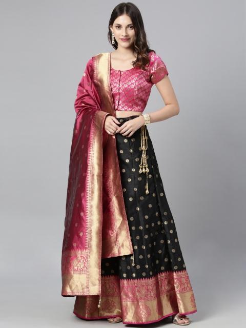 

The Chennai Silks Black & Golden Woven Design Made to Measure Blouse with Dupatta