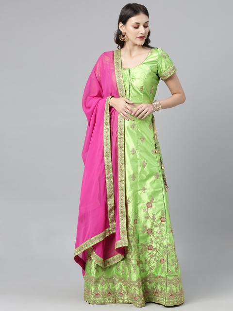 

The Chennai Silks Green & Golden Embroidered Made to Measure Blouse with Dupatta