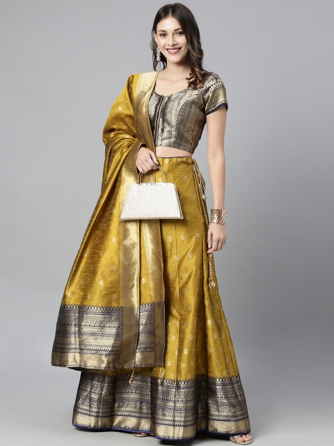 

The Chennai Silks Mustard Yellow Woven Design Lehenga & Made to Measure Blouse & Dupatta
