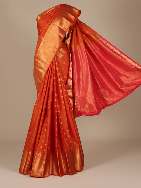 

Pothys Orange Woven Design Pure Silk Saree