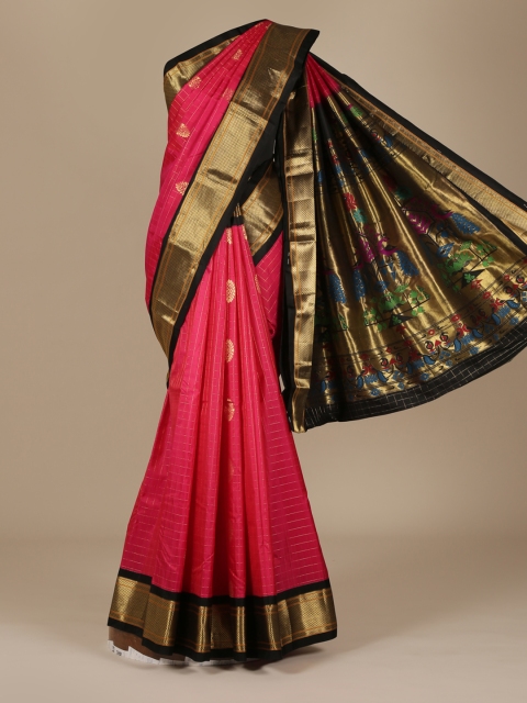 

Pothys Pink Woven Design Pure Silk Saree with Zari Border
