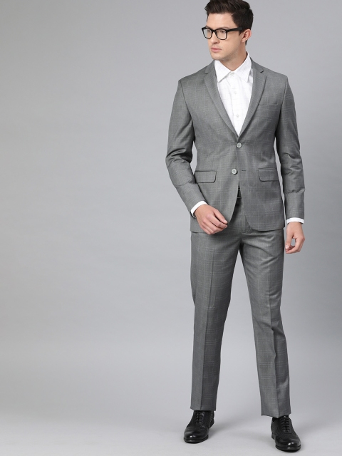 

Louis Philippe Men Grey Checked Slim Fit Single Breasted 2 Piece Formal Suit