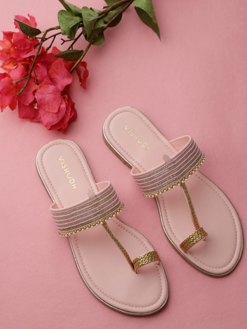 

Vishudh Women Pink Embellished One Toe Flats