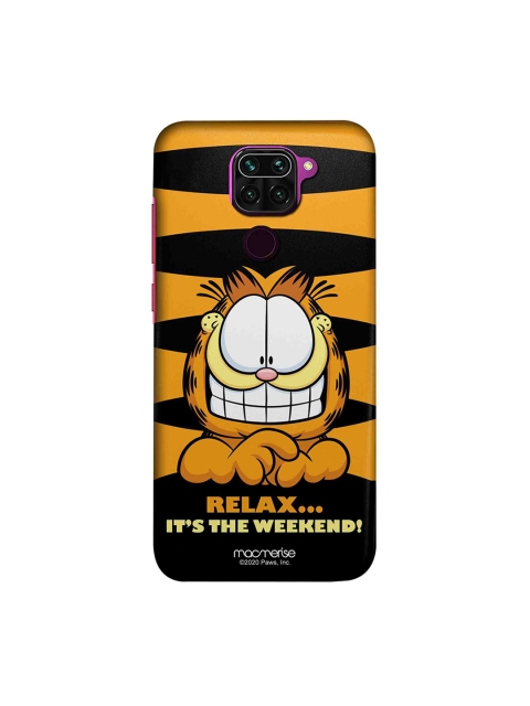 

macmerise Mustard Yellow & Black Weekend Garfield Printed Redmi Note 9 Back Cover