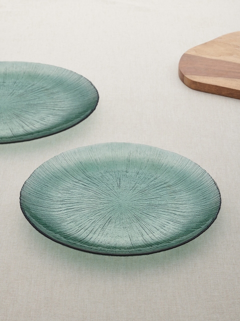 

Pure Home and Living Set Of 2 Green Solid Dinner Plates