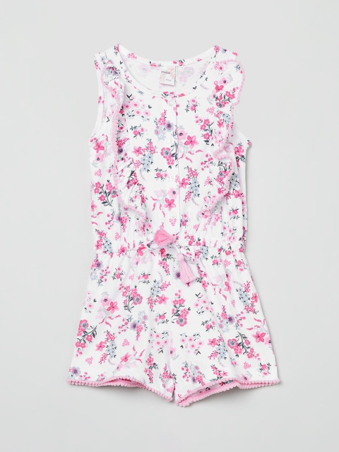 

max Girls Off-White & Pink Floral Printed Playsuit