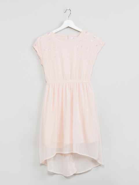 

max Girls Pink Solid Fit and Flare Dress