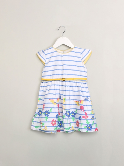 

max Girls Multicoloured Striped Fit and Flare Dress, Multi