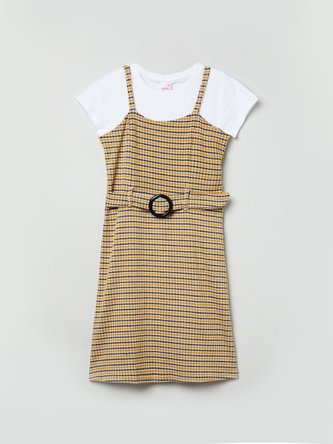 

max Girls Yellow Striped A-Line Dress