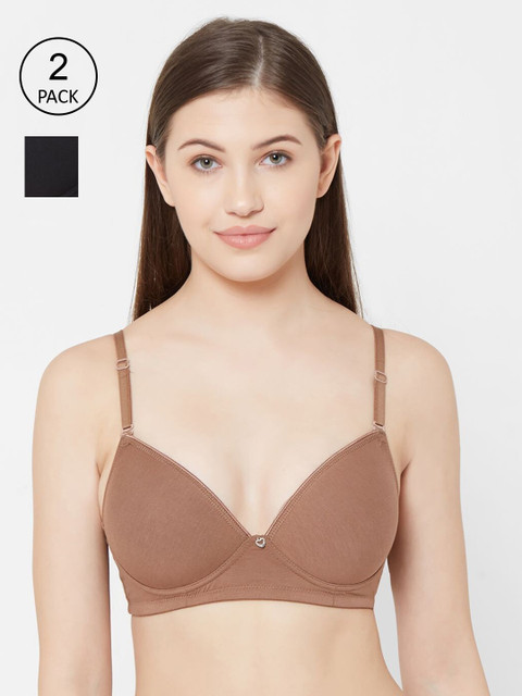 

Juliet Women Pack Of 2 Solid Non-Padded Non-Wired Everyday Bra SOLO, Black