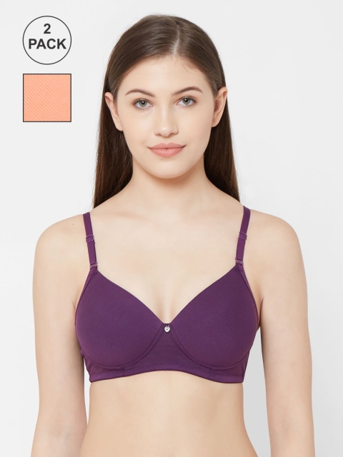 

Juliet Pack of 2 Solid Non-Wired Non Padded Everyday Bra 1059 MAGENTAPAPAYA, Peach
