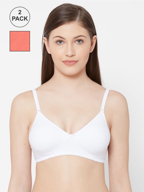 

Juliet White & Peach-Coloured Solid Non-Wired Non Padded T-shirt Bra