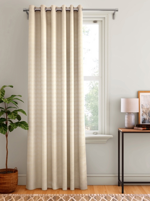 

Aura Cream-Coloured Jacquard Chevron Pattern Single Long Door Curtain