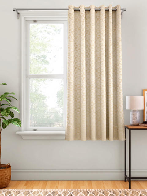 

Aura Beige & Golden Geometric Print Jacquard Weaved Single Window Curtain