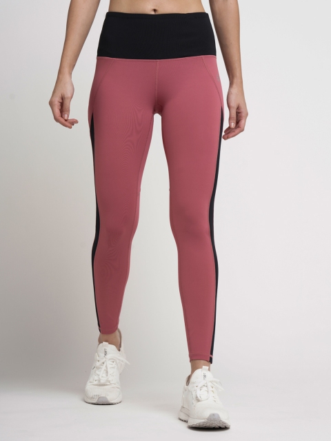 

Cultsport Women Pink & Black Colourblocked Tights