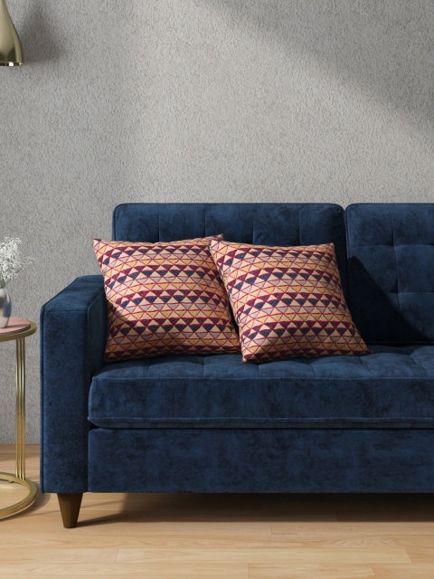 

Aura Set of 2 Multicoloured Triangular Jacquard Square Cushion Covers, Multi