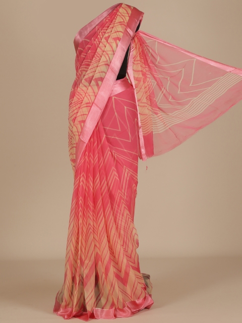 

Pothys Pink Printed Poly Chiffon Saree