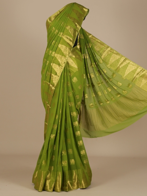

Pothys Green Woven Design Poly Chiffon Saree