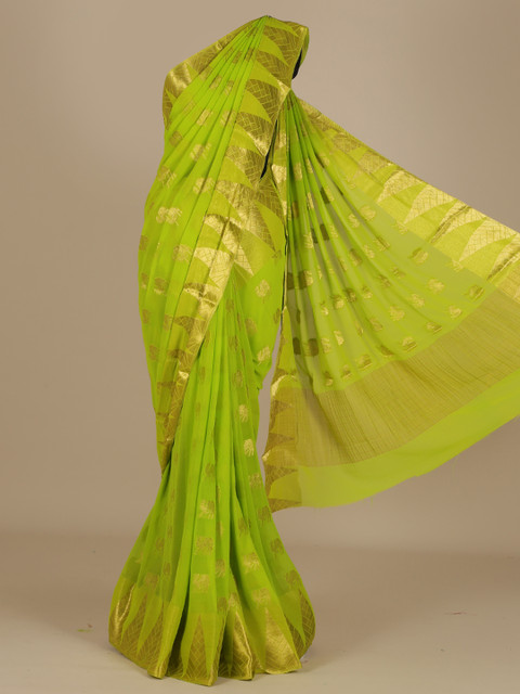 

Pothys Green Woven Design Poly Chiffon Saree