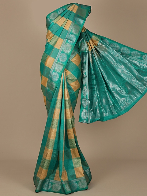 

Pothys Green & Gold-Toned Art Silk Embroidered Saree